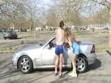 two short videos with Leoni, Jill, Lia and Yvette from 2007 enjoying shiny nylon shorts