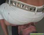 Tyra's white tight Jeans Facesitting reloaded