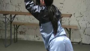 Get 4 short videoclips with Jill and a friend bound and gagged in shiny nylon shorts and a shiny nylon skirt from 2005-2008!