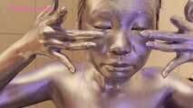 Xiaomeng Experiencing Bling Silver Body Painting
