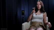 Brunette teen is smoking cork 100mm cigarette