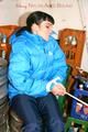 Jill tied and gagged in a refrigeration room wearing a blue shiny nylon down jacket and a black rain pants (Pics)