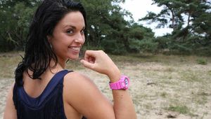 Nora wearing her own pink G-Shock (I gave it to her)  