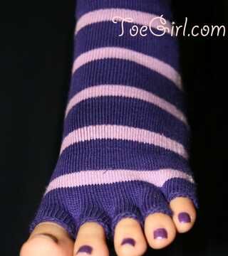 Purple Pedicure in Toe Socks