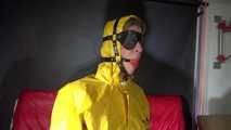 Sexy Pia being tied and gagged on a chair wearing sexy shiny nylon rainwear (Video)