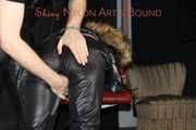 **** NEW MODELL AIYANA**** watch her wearing a black shiny nylon rain pants and a black down jacket with hoode being tied, gagged and dominated from Dark Temptation (Video)