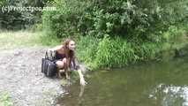 119018 Donna-Jo Takes A Relaxed Pee Into The Small Stream.