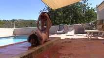 Hogtied by the Pool !