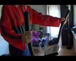 Pia wearing a sexy shiny nylon shorts and a rain jacket during her workout (Video)