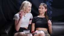 Girls smoking and giving an interview about they smoking experience