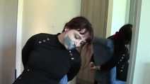 American Domme Shackled To a chair
