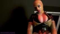 Latex pleasure on the stretching bench