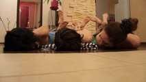 Lucky & La Pulya & Xenia - Trash bag fashion show with three girl hogtied (video)