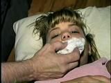 18 YR OLD BABYSITTER TIES UP & GAGS HERSELF, IS HANDGAGGED & MOUTH STUFFED (D45-8)