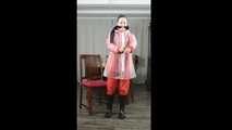  Selfbondage in raingear and transparent raincoat