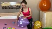 popping Q16 polka dots and Q24 balloons with wooden stick and fingernails
