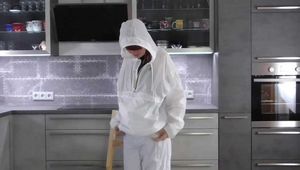 Miss Petra in K-Way raingear and yellow rainsuit with Friesennerz get bound and gagged