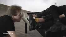 Amy and her boyfriend make love while the slave licks shoes