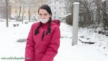 Cuffed in the snow