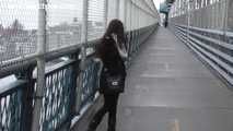 078081 Rachel Pees On The Bridge Over The Hudson River 