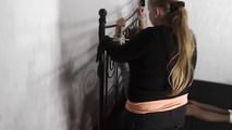 Cindy roped on bed 1/2