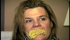 38 Yr OLD SOCIAL WORKER GETS HANDGAGGED, SOCK STUFFED IN MOUTH, MOUTH STUFFED, CLEAVE GAGGED AND TIED TO A CHAIR (D69-3)