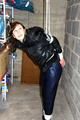 Julia tied and gagged in down jacket (cellar)