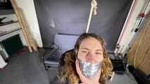 Rey bound and gagged in a shiny Downjacket and Leatherpants