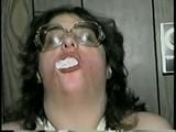 314 POUND BARBARA MOUTH STUFFED, BALL, CLEAVE & HAND-GAGGED, F0RCED TO SMELL HIGH HEEL SHOE WEARING GLASSES (D42-6)