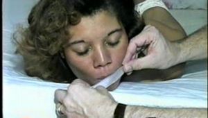NUDE, WRAP CLEAVE GAGGED, HOG-TIED WITH TAPE & TICKLED BETH (D24-15)