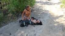 Dana and La Pulya - Bag racing completely packed in trash bags with duct tape (video)
