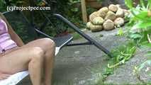 032102 Sam Takes A Long Pee From The Garden Swing Seat