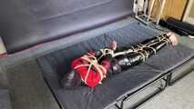 Myxxxy bound and gagged in shiny nylon Rainwear