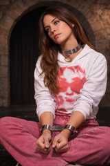 Brunette Cuffed And Slavecollar