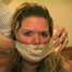 BBW MICHELLE IS WRAP VET TAPE GAGGED, CLEAVE GAGGED, BAREFOOT, TOE-TIED & BOUND UP ON THE BED (D47-13)