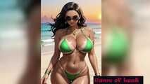 Hot indian women bikini beach animation