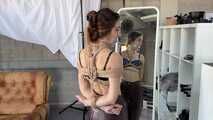 Rey Sanson bound and gagged in a shiny nylon Downcoat