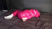 Watching sexy COURTNEY wearing pinj shiny nylon rainwear being tied and gagged with ropes (Video)