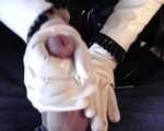 Heavy Rubber Blowjob & Handjob - Lady with white gloves - Cum on my Gloves 