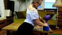 three Blow2Pops of blue U24,  clear U16 red polkadot and purple Cattex 36" heart