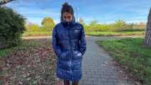 Rey Sanson bound and gagged in a shiny nylon Downcoat