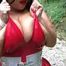 Busty Red Latex Diva with Red Nails – Blowjob & Handjob – Cum on my big Natural Tits