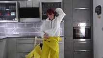 Miss Petra in K-Way raingear and yellow rainsuit with Friesennerz get bound and gagged