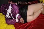 Sexy Sonja being tied and gagged with ropes and a ballgag wearing a sexy down skirt and a down jacket (Pics)