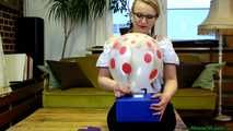 three Blow2Pops of blue U24,  clear U16 red polkadot and purple Cattex 36" heart