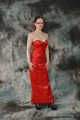 Bound in red PVC dress