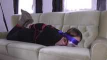 Vanessa hogtie on couch 2/2