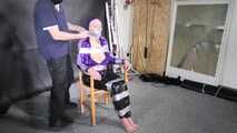 Alice bound, gagged and vibed in shiny nylon Rainwear