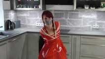 Our new Model in Miss Petra in shiny PVC shool girl uniform get bound and gagged