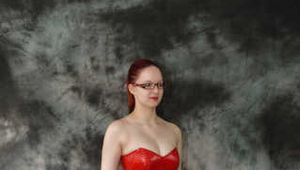 Bound in red PVC dress